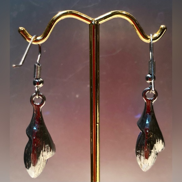 VINTAGE necklace and earring set Silver Blue teardrop crystal Upcycled Elegant - Picture 6 of 14